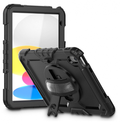 Case TECH PROTECT SOLID360 with Screen Protector, HANDSTRAP and STAND for Apple iPad 10.9 2022 (10 gen) 2022 - BLACK