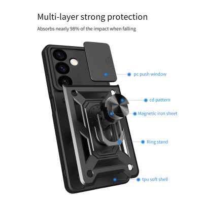 Θήκη TECH PROTECT Sonique CAMSHIELD Ring Armor CamPro για Motorola Moto G84 5G - ΜΑΥΡΟ