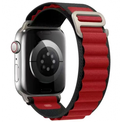 TECH PROTECT NYLON PRO Alpine Loop Λουράκι για APPLE WATCH Series / ULTRA series (42 / 44 / 45 / 46 / 49 MM) - ΜΑΥΡΟ / ΚΟΚΚΙΝΟ