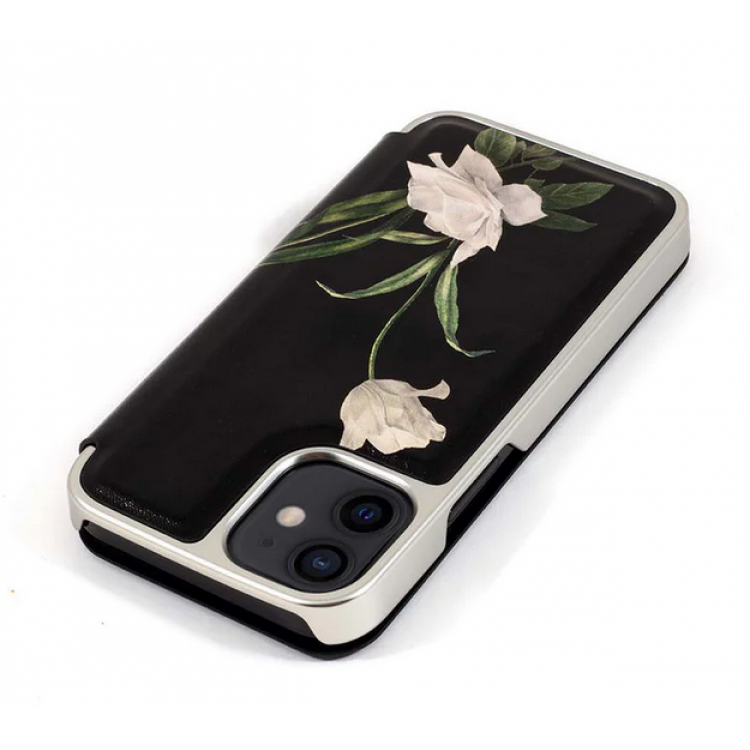 Θήκη TED BAKER Πορτοφόλι καθρέπτης για Apple iPhone 12 mini 5.4 - 80549 - Elderflower ΜΑΥΡΟ ΑΣΗΜΙ 
