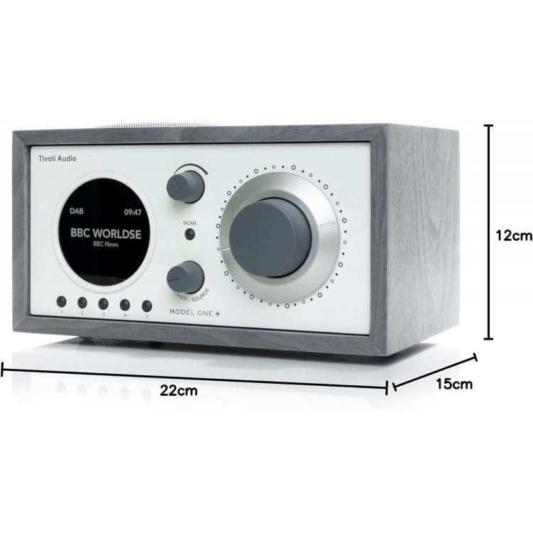 Tivoli Audio Model One+ FM/DAB+ Radio με Bluetooth,ρολόι & ξυπνητήρι ,LED, χειριστήριο - ΓΚΡΙ/ΛΕΥΚΟ - M1P-0196-UNL