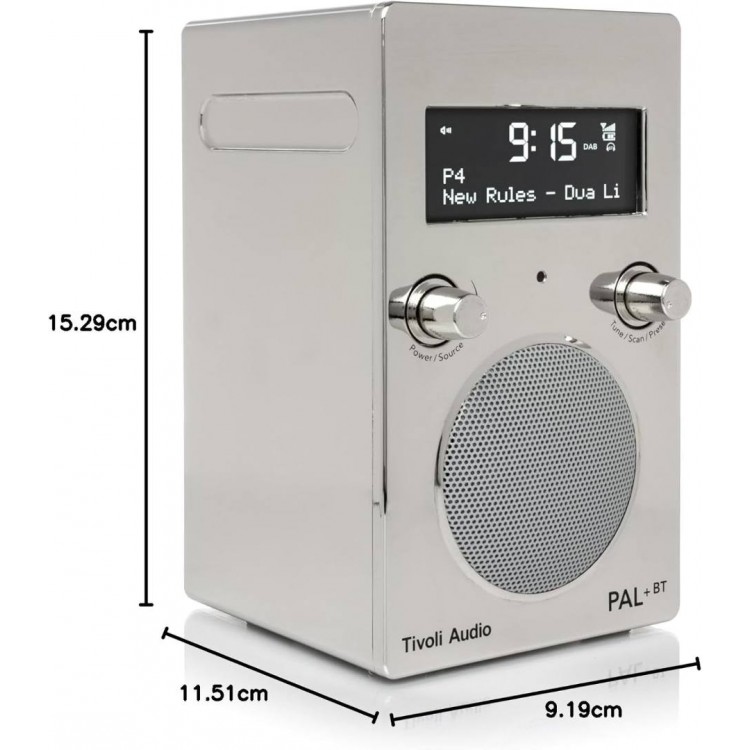  Tivoli Audio PAL+ BT Portable Bluetooth ΨΗΦΙΑΚΟ ΡΑΔΙΟΦΩΝΟ FM/DAB+ Radio - Chrome - TI-PPBTCHROME