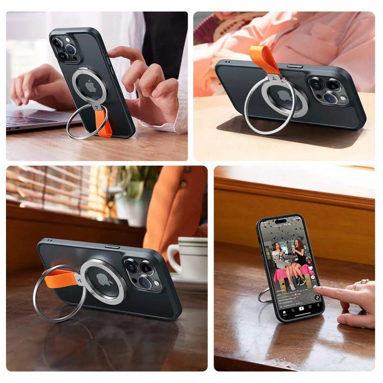 Torras Ostand UNIVERSAL Μαγνητική Βάση RING 360° Rotatable Stand, Phone Holder/Grip, Easy Attach - Titanium ΑΣΗΜΙ - TS-RH0419Silver