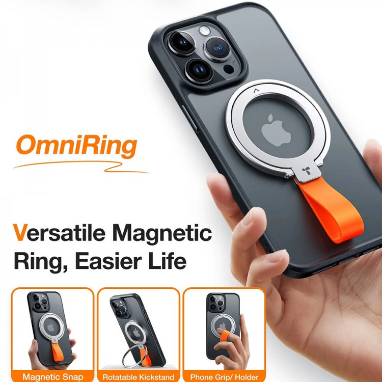 Torras Ostand UNIVERSAL Μαγνητική Βάση RING 360° Rotatable Stand, Phone Holder/Grip, Easy Attach - Titanium ΑΣΗΜΙ - TS-RH0419Silver