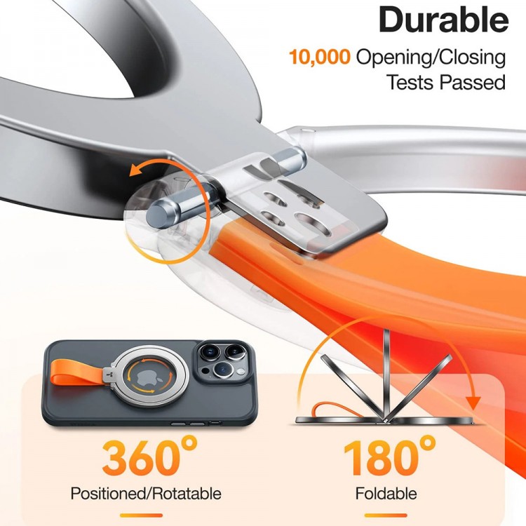 Torras Ostand UNIVERSAL Μαγνητική Βάση RING 360° Rotatable Stand, Phone Holder/Grip, Easy Attach - Titanium ΑΣΗΜΙ - TS-RH0419Silver