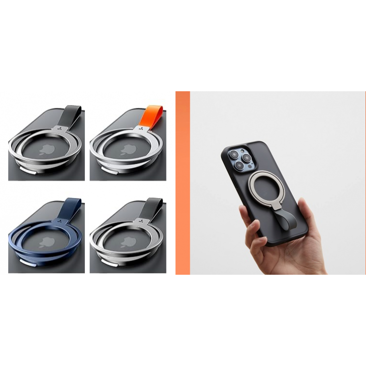 Torras Ostand UNIVERSAL Μαγνητική Βάση RING 360° Rotatable Stand, Phone Holder/Grip, Easy Attach - Titanium ΜΑΥΡΟ - TS-0419
