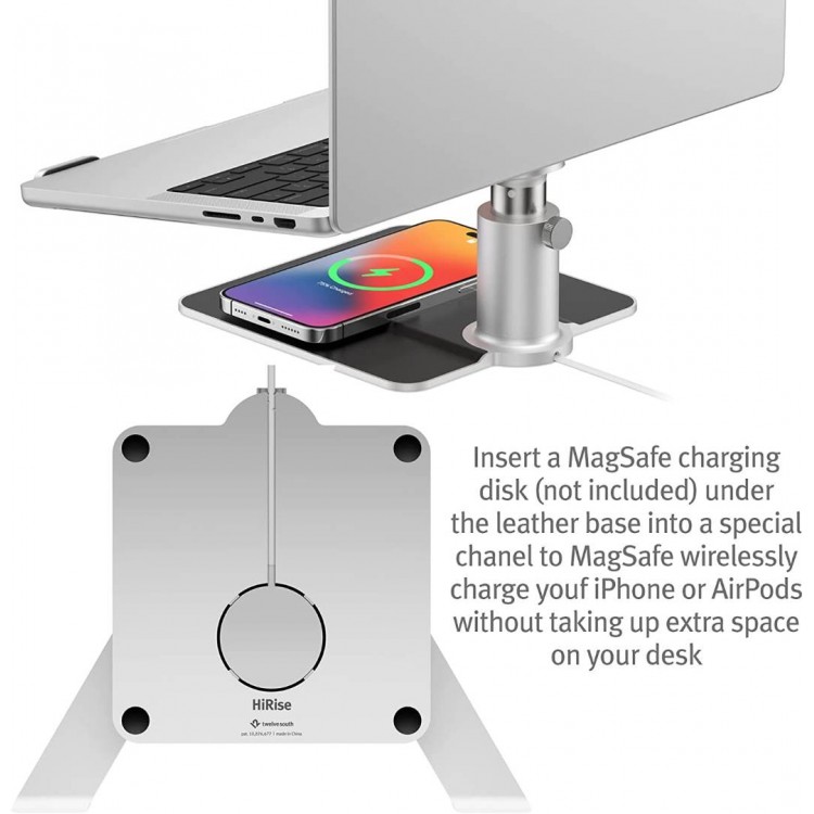 Twelve South HiRise Pro Βάση με ΥΠΟΔΟΧΗ για Ασύρματο MagSafe καλώδιο φόρτισης για Apple MacBook Pro ,MacBook Air, Notebooks - TW-TS-2211 