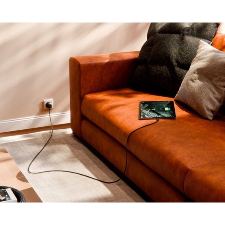 TwelveSouth PowerCord USB-C 30W PD 3.0 Ταχυφορτιστής & Extra-long καλώδιο 3μ. - ΜΑΥΡΟ Slate - TW-TS-25412