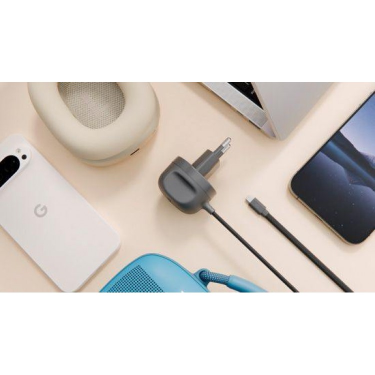 TwelveSouth PowerCord USB-C 30W PD 3.0 Ταχυφορτιστής & Extra-long καλώδιο 3μ. - ΜΑΥΡΟ Slate - TW-TS-25412