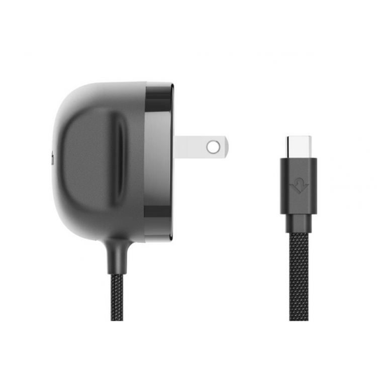 TwelveSouth PowerCord USB-C 30W PD 3.0 Ταχυφορτιστής & Extra-long καλώδιο 3μ. - ΜΑΥΡΟ Slate - TW-TS-25412