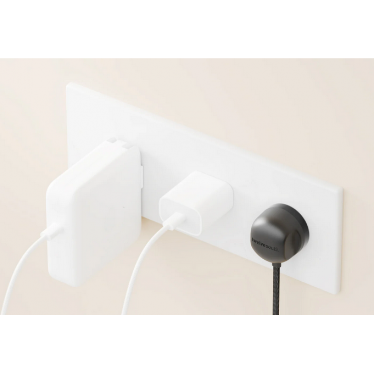 TwelveSouth PowerCord USB-C 30W PD 3.0 Ταχυφορτιστής & Extra-long καλώδιο 3μ. - ΜΑΥΡΟ Slate - TW-TS-25412