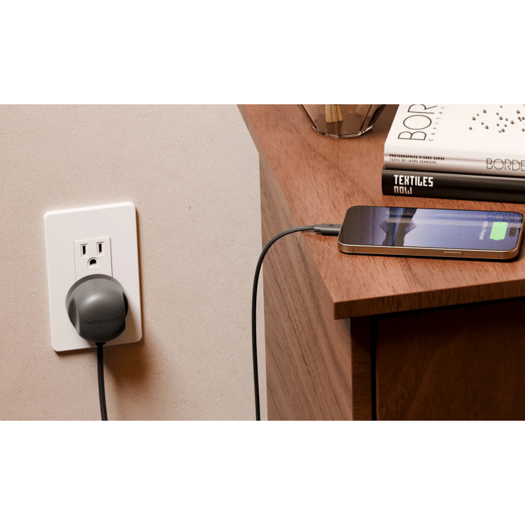 TwelveSouth PowerCord USB-C 30W PD 3.0 Ταχυφορτιστής & Extra-long καλώδιο 3μ. - ΜΑΥΡΟ Slate - TW-TS-25412