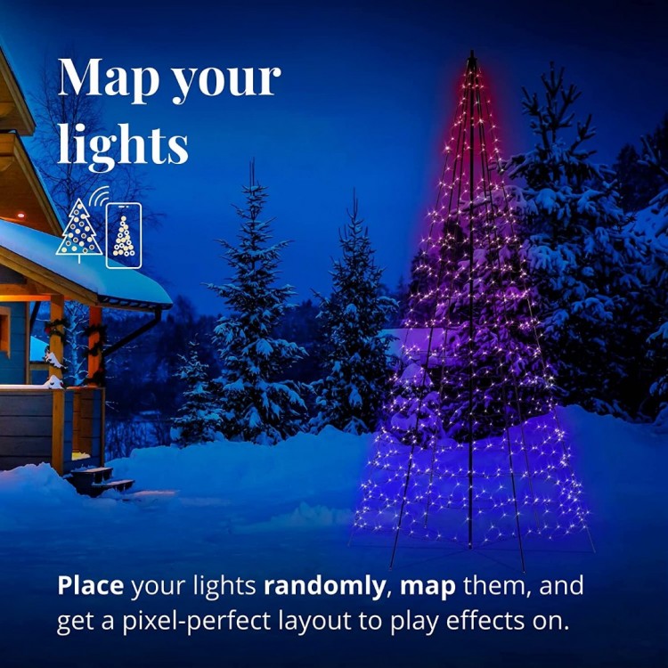 Twinkly Xmas LED Δέντρο Χριστουγέννων με 300 Led λαμπάκια RGΒW με μαύρο στυ΄λο , EU Μπρίζα - TWP300SPP-BEU