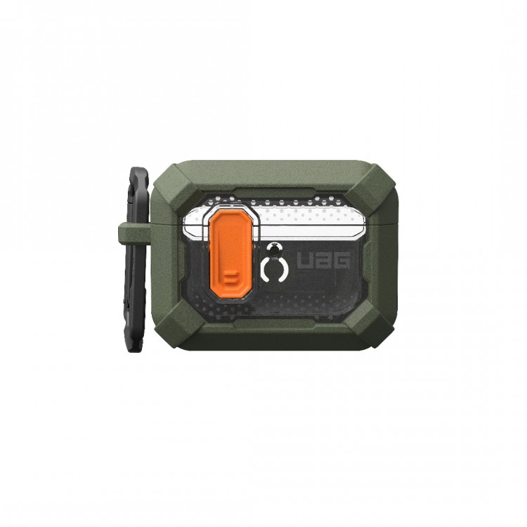 Θήκη UAG Plasma για Apple AirPods PRO 3 2025, Ασύρματη φόρτιση/Ένδειξη LED, αποσπώμενο Carabiner Hook - Olive ΠΡΑΣΙΝΟ - 104132117272