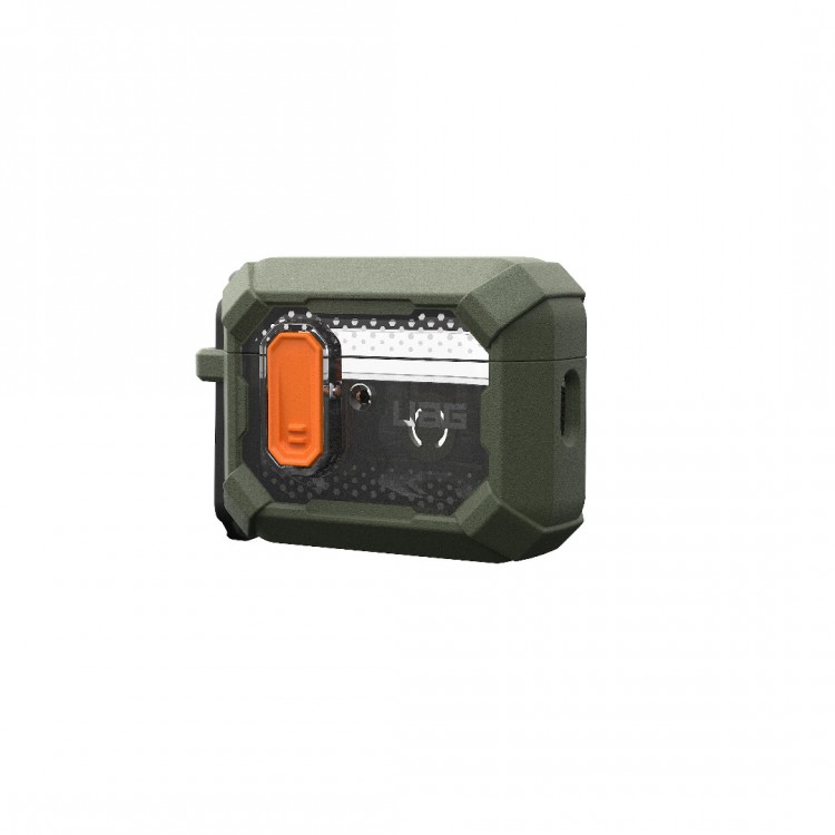 Θήκη UAG Plasma για Apple AirPods PRO 3 2025, Ασύρματη φόρτιση/Ένδειξη LED, αποσπώμενο Carabiner Hook - Olive ΠΡΑΣΙΝΟ - 104132117272