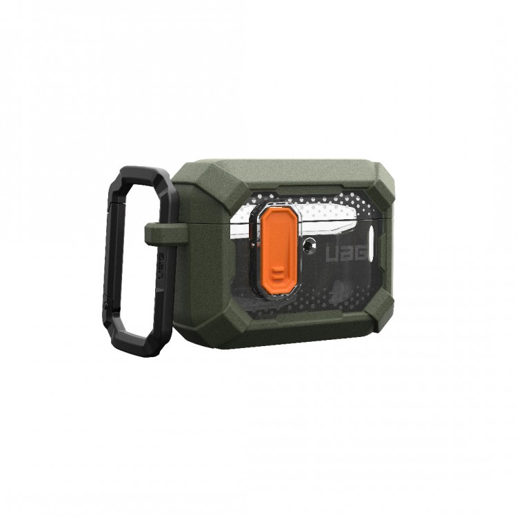 Θήκη UAG Plasma για Apple AirPods PRO 3 2025, Ασύρματη φόρτιση/Ένδειξη LED, αποσπώμενο Carabiner Hook - Olive ΠΡΑΣΙΝΟ - 104132117272