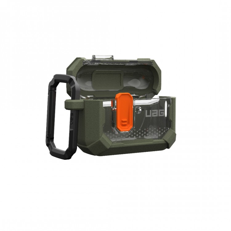 Θήκη UAG Plasma για Apple AirPods PRO 3 2025, Ασύρματη φόρτιση/Ένδειξη LED, αποσπώμενο Carabiner Hook - Olive ΠΡΑΣΙΝΟ - 104132117272