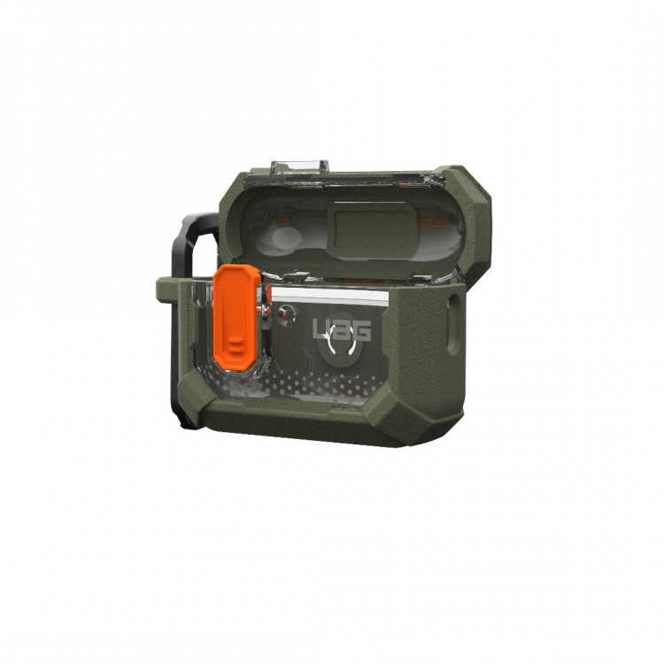 Θήκη UAG Plasma για Apple AirPods PRO 3 2025, Ασύρματη φόρτιση/Ένδειξη LED, αποσπώμενο Carabiner Hook - Olive ΠΡΑΣΙΝΟ - 104132117272