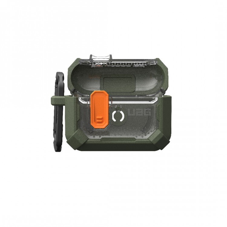 Θήκη UAG Plasma για Apple AirPods PRO 3 2025, Ασύρματη φόρτιση/Ένδειξη LED, αποσπώμενο Carabiner Hook - Olive ΠΡΑΣΙΝΟ - 104132117272