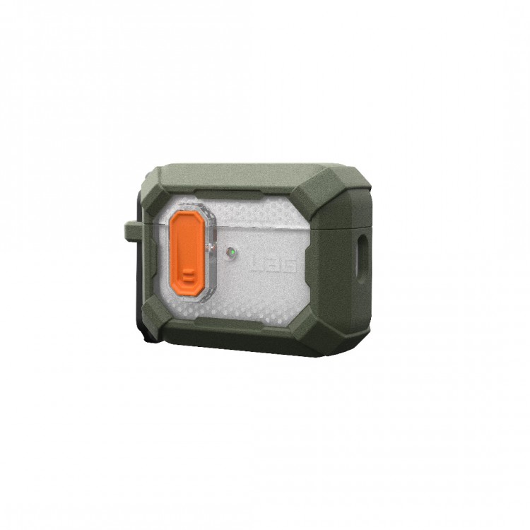 Θήκη UAG Plasma για Apple AirPods PRO 3 2025, Ασύρματη φόρτιση/Ένδειξη LED, αποσπώμενο Carabiner Hook - Olive ΠΡΑΣΙΝΟ - 104132117272