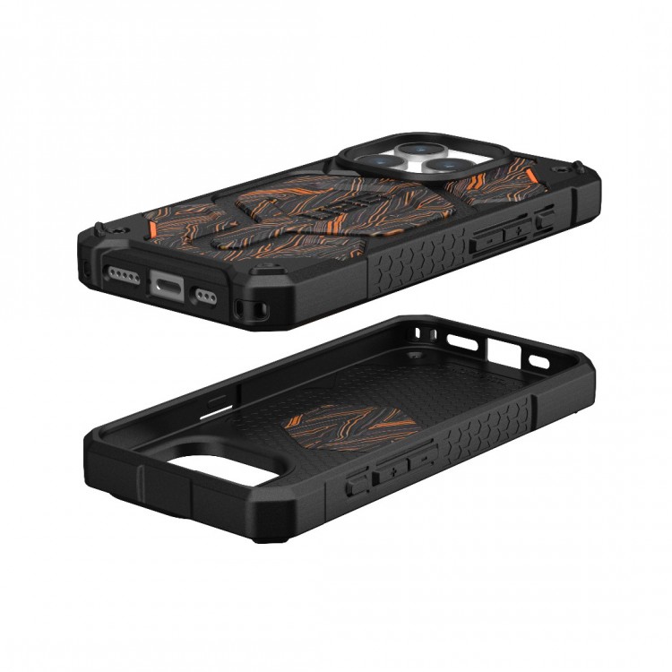 Θήκη UAG MONARCH Pro MagSafe G-10, Limited Edition , για Apple iPhone 15 Pro 6.1 2023 - ΜΑΥΡΟ ΠΟΡΤΟΚΑΛΙ - 114221119999 