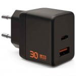 UAG SRGE 30W GaN PD/Quick Charge οικιακός φορτιστής EU, 2ΧΘύρες - 1XUSB-C, 1XUSB-A - Μαύρο - 9B443511V4040