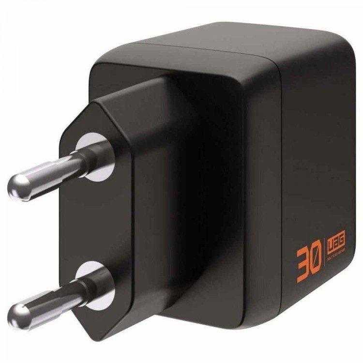 UAG SRGE 30W GaN PD/Quick Charge οικιακός φορτιστής EU, 2ΧΘύρες - 1XUSB-C, 1XUSB-A - Μαύρο - 9B443511V4040