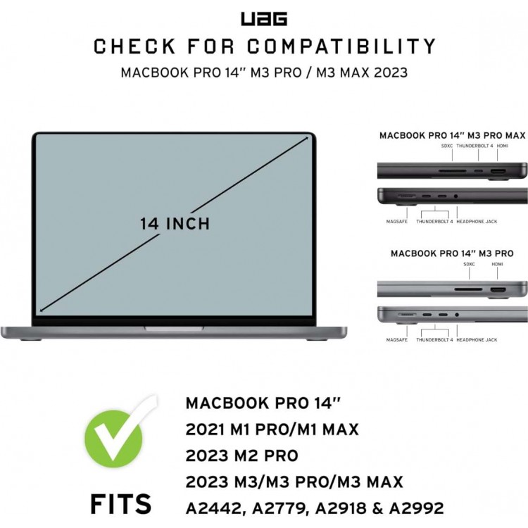 Θήκη UAG U Lucent για Apple MacBook 14 Pro 2021 M1 PRO,M1 MAX/M2 PRO 2023/M3,M3 PRO,M3 MAX 2023 - ΜΑΥΡΟ - 134001114340