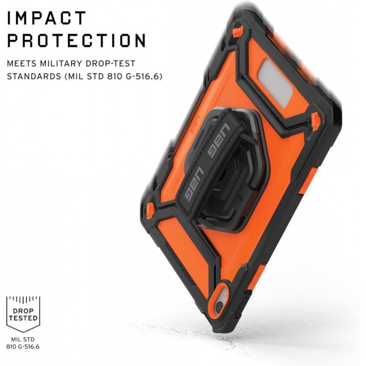 Θήκη PLASMA HK ε χειρολαβή, kickstand, προστατευτικό οθόνης για Apple iPad 10.9 (2022 - 10th gen), APPLE iPad 11 2025 - ΠΟΡΤΟΚΑΛΙ / ΜΑΥΡΟ - 124470B19740