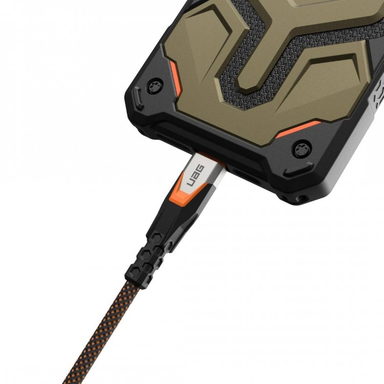 UAG ULTRA RUGGED SRGE SuperSpeed καλώδιο USB-C σε USB-C PD, USB 3.2 Gen 2, 240W, 20Gbps 0,75μ. - ΜΑΥΡΟ/ΠΟΡΤΟΚΑΛΙ - 9B4415114097