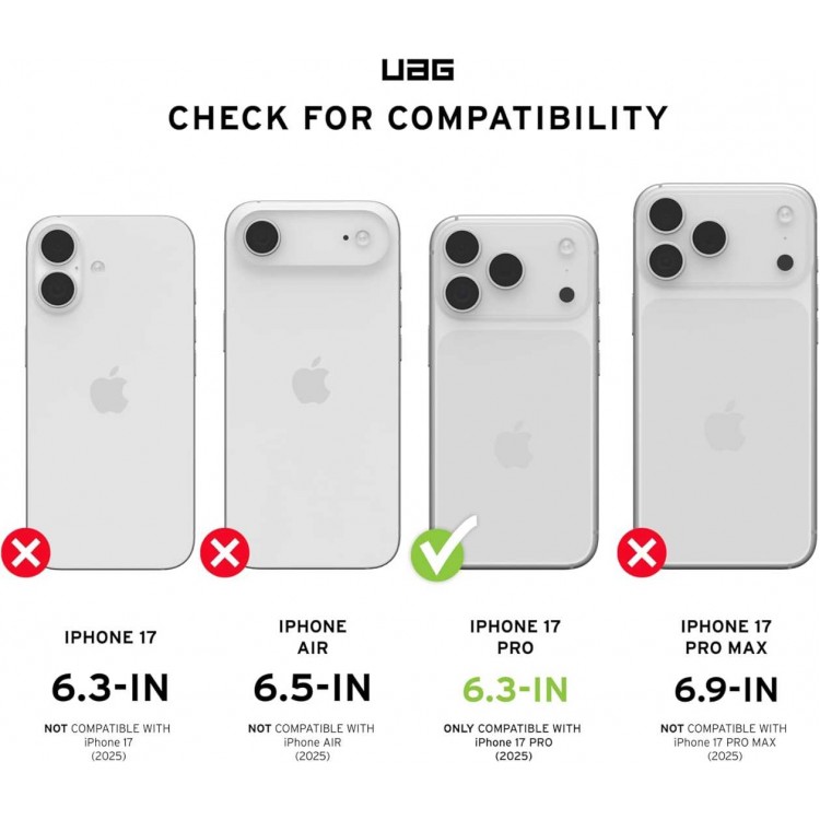 Case UAG Trooper MagSafe με Προστατευτικό πλαίσιο/θύρα φόρτισης for Apple iPhone 17 Pro 6.3 5G 2025 - Ash/ΔΙΑΦΑΝΟ - 114521113131