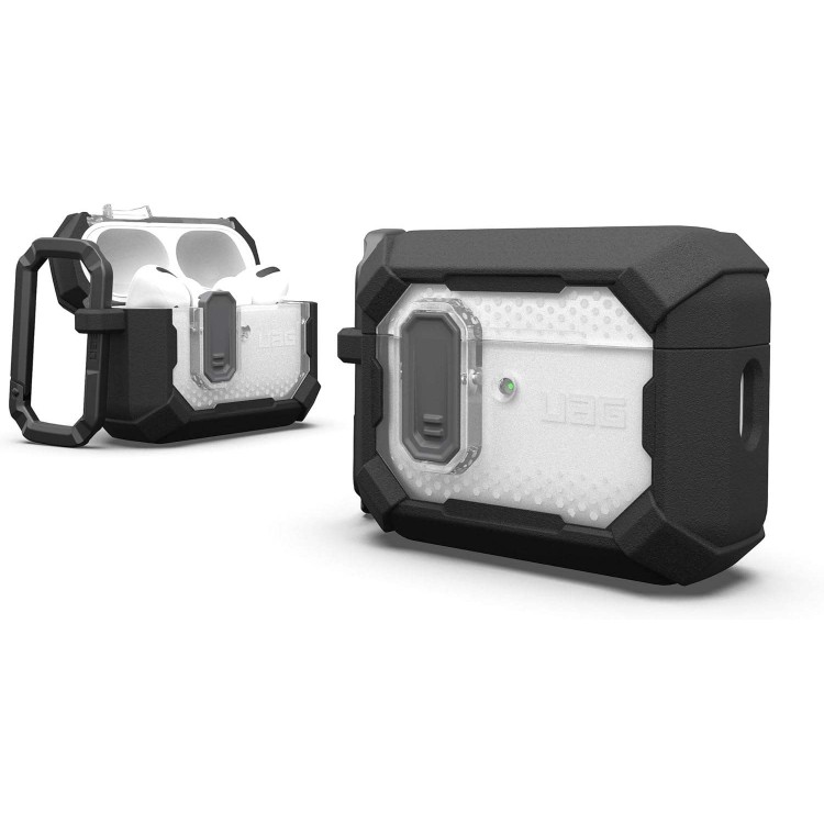 Θήκη UAG Plasma για Apple AirPods PRO 3 2025, Ασύρματη φόρτιση/Ένδειξη LED, αποσπώμενο Carabiner Hook - ΜΑΥΡΟ - 104132114040