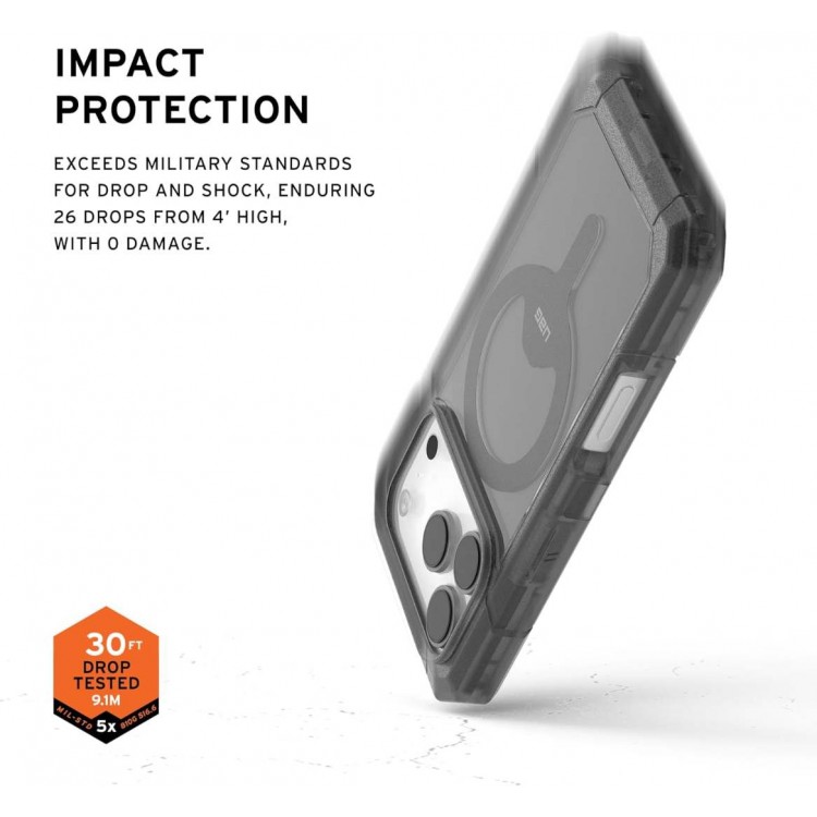 Case UAG Trooper MagSafe με Προστατευτικό πλαίσιο/θύρα φόρτισης for Apple iPhone 17 Pro 6.3 5G 2025 - Ash/ΔΙΑΦΑΝΟ - 114521113131