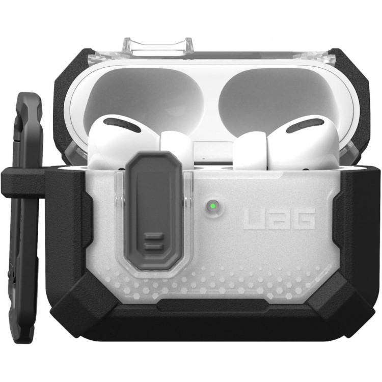 Θήκη UAG Plasma για Apple AirPods PRO 3 2025, Ασύρματη φόρτιση/Ένδειξη LED, αποσπώμενο Carabiner Hook - ΜΑΥΡΟ - 104132114040