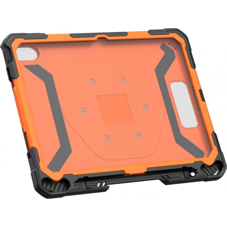 Θήκη PLASMA HK ε χειρολαβή, kickstand, προστατευτικό οθόνης για Apple iPad 10.9 (2022 - 10th gen), APPLE iPad 11 2025 - ΠΟΡΤΟΚΑΛΙ / ΜΑΥΡΟ - 124470B19740