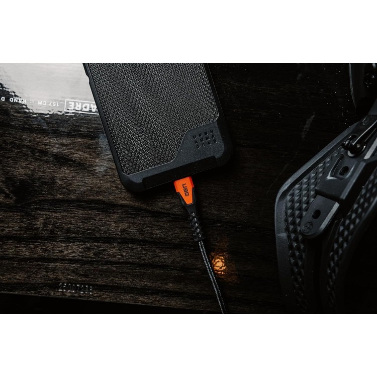 UAG ULTRA RUGGED Kevlar USB-C σε Lightning 30W καλώδιο 1.5μ - ΜΑΥΡΟ/ΠΟΡΤΟΚΑΛΙ - 9B4414114097