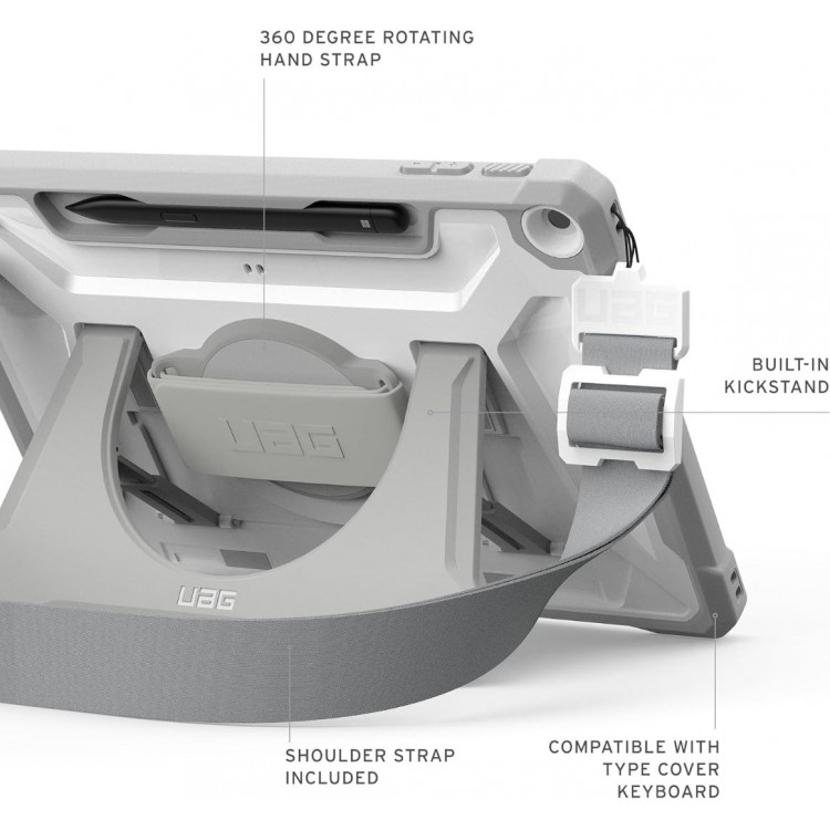 Θήκη UAG PLASMA Healthcare SHELL με Χειρολαβή & ιμάντα ώμου για MICROSOFT Surface Pro 12" (1st - 2025) - ΛΕΥΚΟ/ΓΚΡΙ - 324023B14130