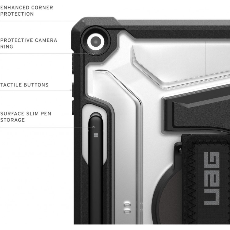 Θήκη UAG PLASMA SHELL με Χειρολαβή & ιμάντα ώμου για MICROSOFT Surface Pro 12" (1st - 2025) - Ice ΔΙΑΦΑΝΟ / ΜΑΥΡΟ - 324023114340