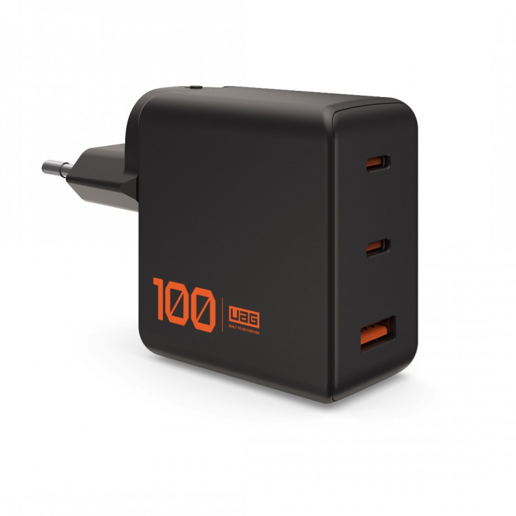 UAG SRGE 100W GaN PD/Quick Charge οικιακός φορτιστής EU, 3ΧΘύρες - 2XUSB-C, 1XUSB-A - Μαύρο - 9B443811V4040