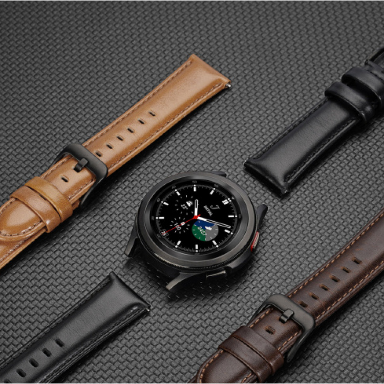 Dux Ducis Δερμάτινο ΛΟΥΡΑΚΙ για SAMSUNG Galaxy Watch/Huawei Watch/Honor Watch/Xiaomi Watch - 20mm - ΣΚΟΥΡΟ ΚΑΦΕ -  DDS1265