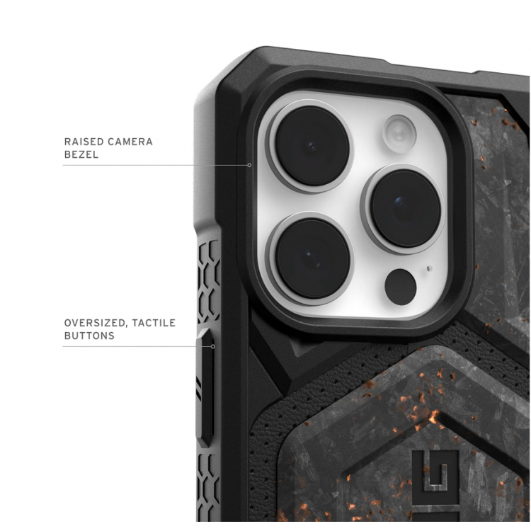 Θήκη UAG MONARCH Pro MagSafe Forged Carbon με Copper, Limited Edition , για Apple iPhone 16 Pro MAX 6.7 2024 - ΜΑΥΡΟ ΠΟΡΤΟΚΑΛΙ - 114457114FCU 