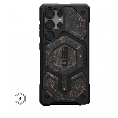 Θήκη UAG MONARCH Pro MagSafe Forged Carbon με Copper, Limited Edition , για Samsung Galaxy S25 Ultra 5G 2025 - ΜΑΥΡΟ ΠΟΡΤΟΚΑΛΙ - 214461114FCU 