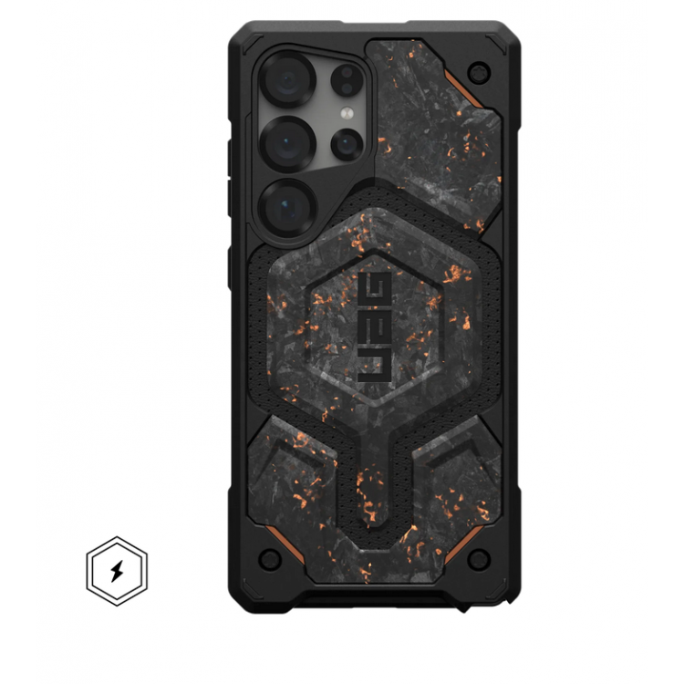 Θήκη UAG MONARCH Pro MagSafe Forged Carbon με Copper, Limited Edition , για Samsung Galaxy S25 Ultra 5G 2025 - ΜΑΥΡΟ ΠΟΡΤΟΚΑΛΙ - 214461114FCU 