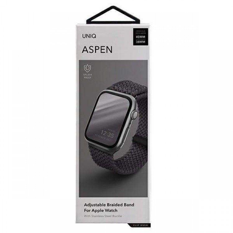 UNIQ Aspen Braided DE Strap Λουράκι για Apple Watch series 4/5/6/7/SE/8/9/10/11 - 38/40/41/42mm - Γκρι/ Γρανίτη - UNIQ409GRAGRY