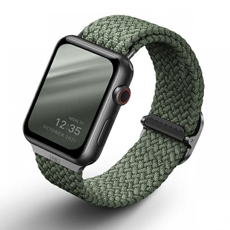 UNIQ Aspen Braided DE Strap Λουράκι για Apple Watch series 4/5/6/7/SE/8/9/10 - 38/40/41/42mm - ΠΡΑΣΙΝΟ / Cypress ΧΑΚΙ  - UNIQ410CYPGRN