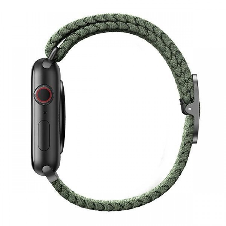 UNIQ Aspen Braided DE Strap Λουράκι για Apple Watch series 4/5/6/7/SE/8/9/10 - 38/40/41/42mm - ΠΡΑΣΙΝΟ / Cypress ΧΑΚΙ  - UNIQ410CYPGRN