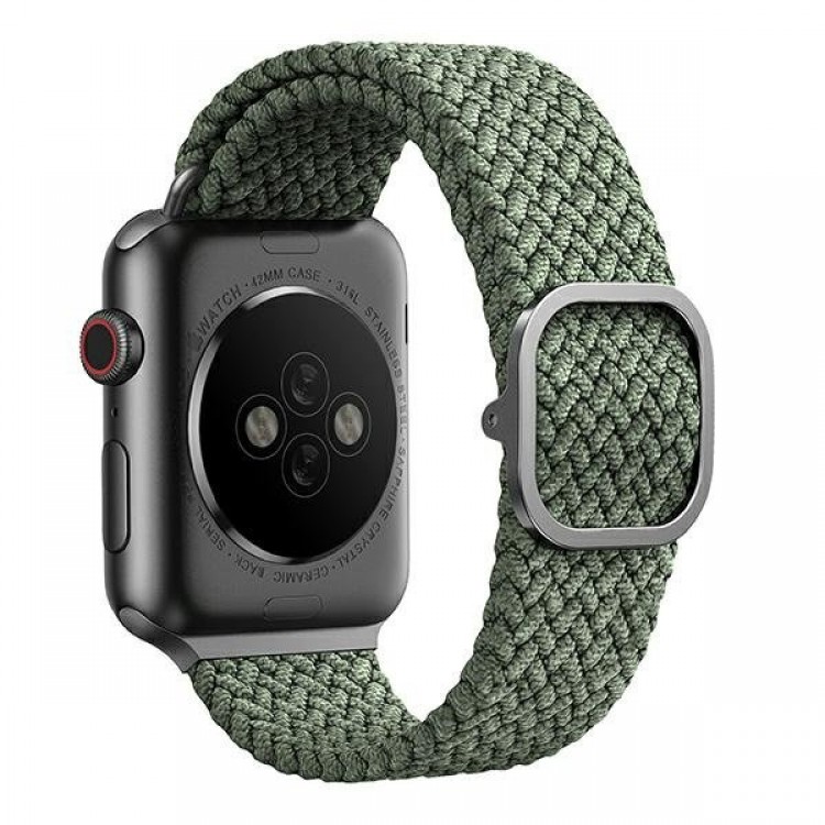 UNIQ Aspen Braided DE Strap Λουράκι για Apple Watch series 4/5/6/7/SE/8/9/10 - 38/40/41/42mm - ΠΡΑΣΙΝΟ / Cypress ΧΑΚΙ  - UNIQ410CYPGRN