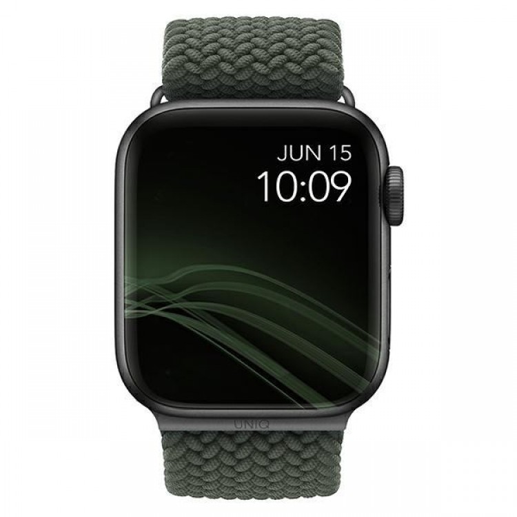 UNIQ Aspen Braided DE Strap Λουράκι για Apple Watch series 4/5/6/7/SE/8/9/10 - 38/40/41/42mm - ΠΡΑΣΙΝΟ / Cypress ΧΑΚΙ  - UNIQ410CYPGRN