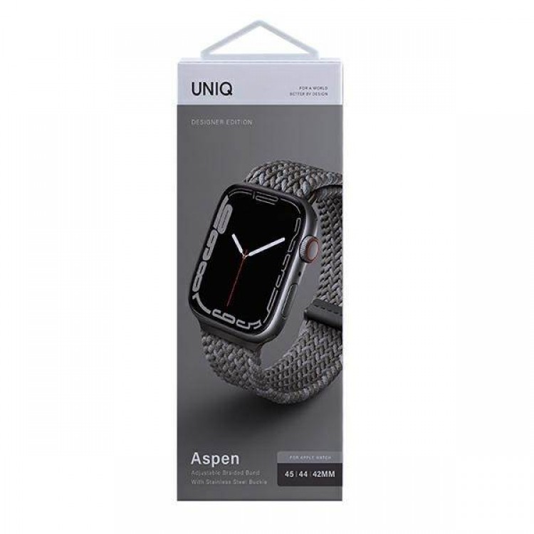 UNIQ Aspen Braided BAND Λουράκι για Apple Watch series 4/5/6/7/SE/8/9/Ultra 1/2 - 42/44/45/46/49mm - Pebble ΓΚΡΙ - UNIQ579PEBGRY