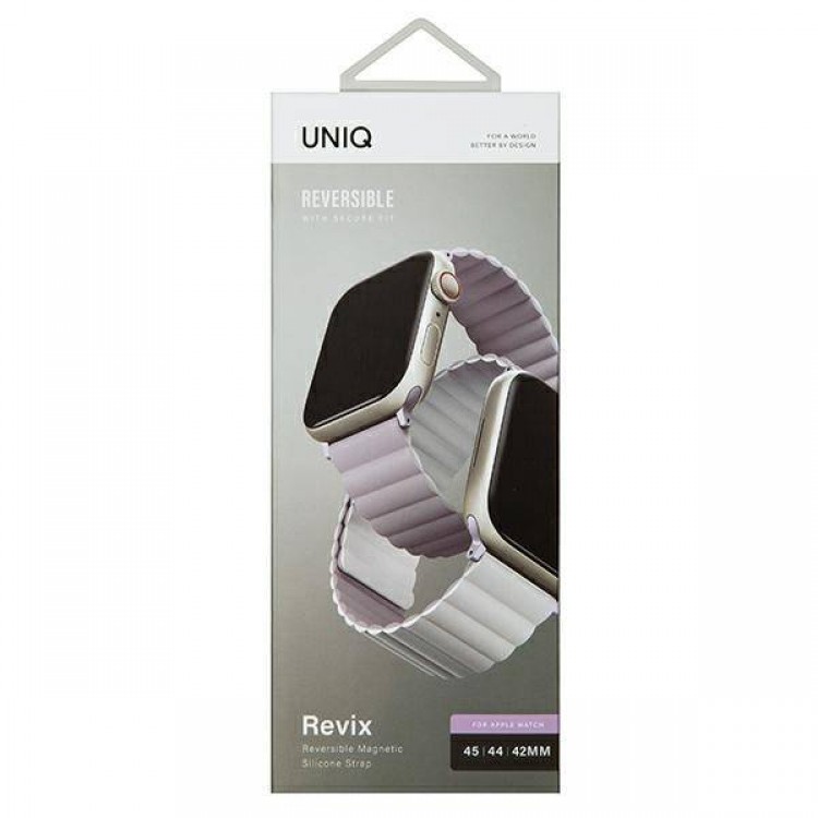 UNIQ Revix Reversible Μαγνητικό BAND Λουράκι για Apple Watch series 4/5/6/7/SE/8/9/10/Ultra 1/2 - 44/45/46/49mm - ΛΕΥΚΟ ΜΩΒ - UNIQ739